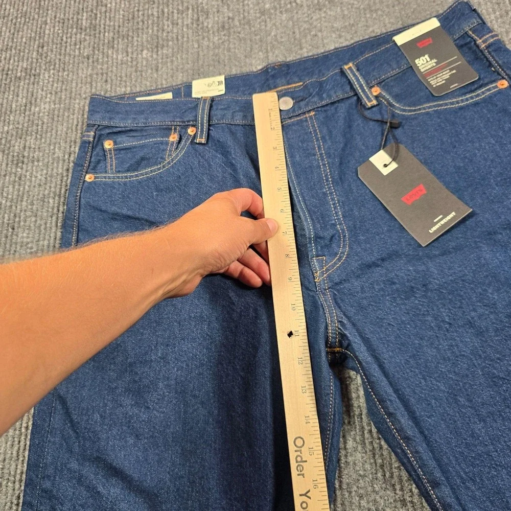 Levi's 501 Original Shorts Mens 36 Blue Denim Button Fly Bermuda 9 Inseam